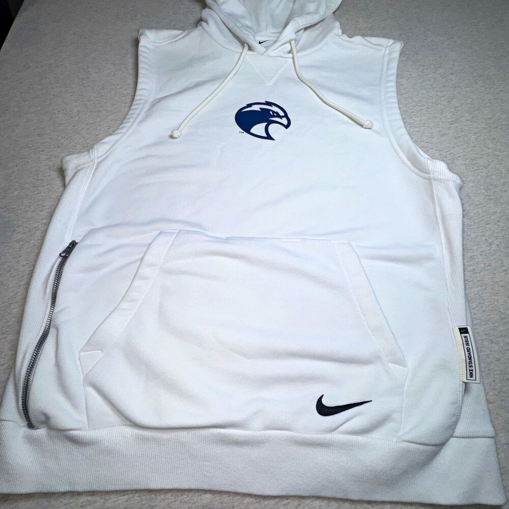Hawks Nike Dri-FIT Standard Issue White Sleeveless Pullover Hoodie Men's Med